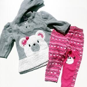 Baby Girl Two Piece Outfit sz 12 months Girl's Bear Outfit sz 12 m matching set